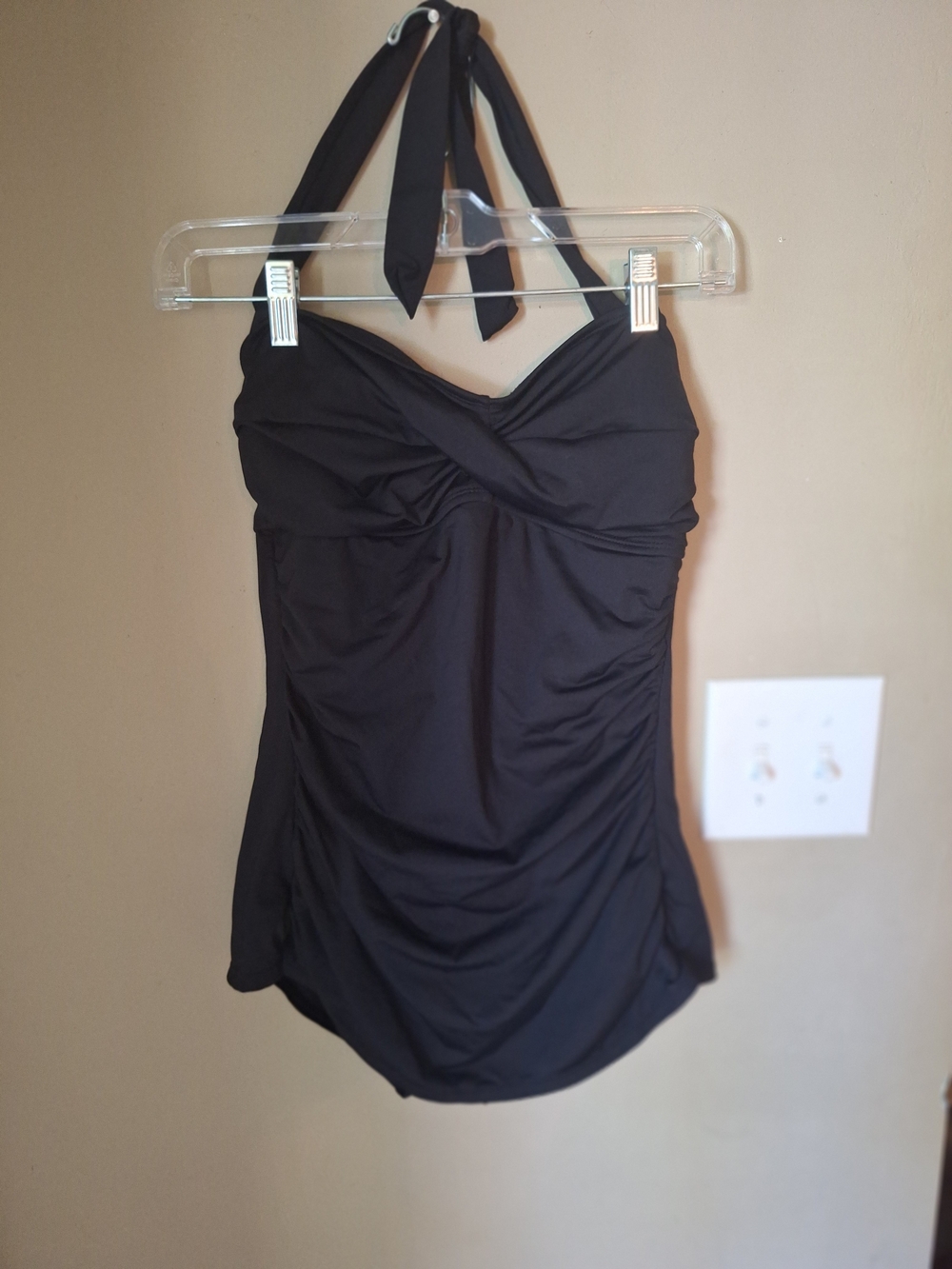 Women's Black Ruched Halter Swimsuit 10